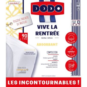 Grosses soldes 🛒 DODO Protège Matelas Absorbant En Molleton VIVE LA RENTRÉE 🧨 7